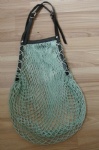 Cotton Net String Bag with Leather Handles