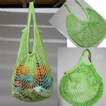 Green cotton mesh string bag for shopping