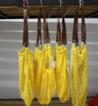Cotton mesh bag with PU handles